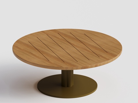 KUN DESIGN 现代户外茶几 柚木圆形茶几su模型