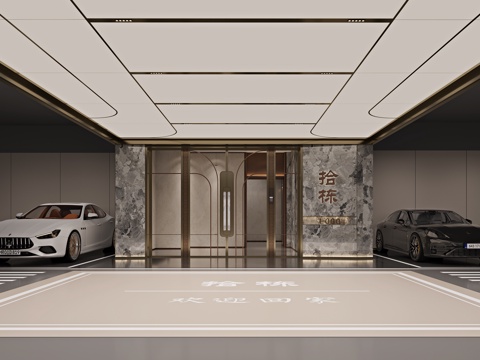 现代地下小区停车场su模型