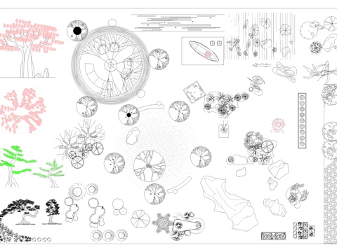景观小品平面图库cad施工图