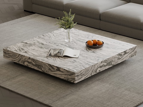 现代意式茶几 方形极简茶几su模型