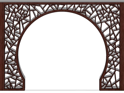 月亮门 拱门 实木拱门su模型