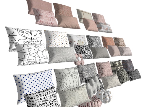 奶油风抱枕靠枕枕头su模型