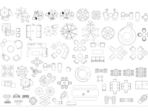 庭院桌椅景观小品图库cad施工图