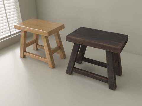  复古其他凳子 木凳 矮凳3d模型 