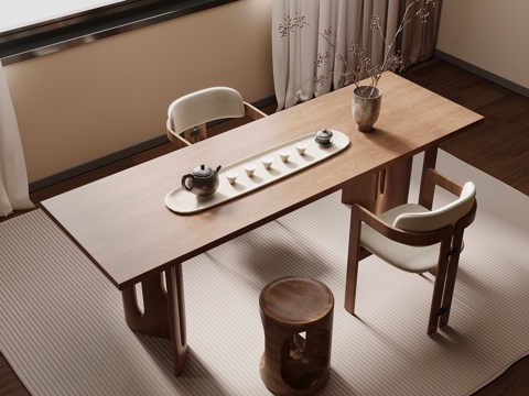 中古风茶桌椅免费3d模型