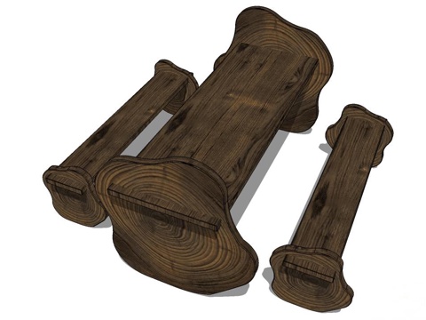 实木桌椅 实木椅子 实木桌子 椅子 桌子 茶几su模型