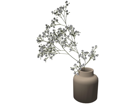 中式花瓶花艺植物装饰摆件su模型