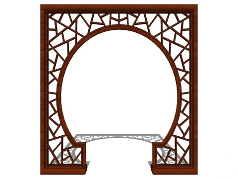 月亮门 拱门 实木拱门su模型