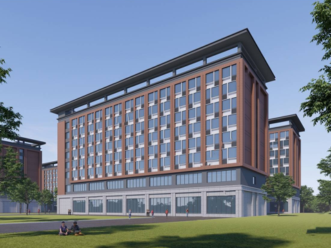 现代简约学校建筑 现代教学楼su模型