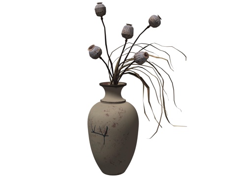 新中式花瓶花艺植物摆件su模型
