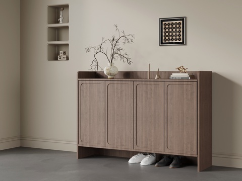 中古风鞋柜 入户玄关柜su模型