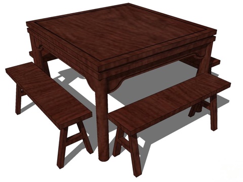实木桌椅 实木椅子 实木桌子 椅子 桌子 餐桌椅su模型