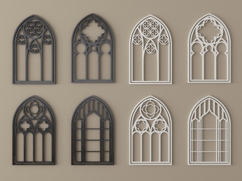 欧式镂花窗 雕花窗户su模型