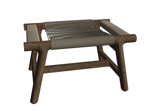 中古风矮凳凳子su模型