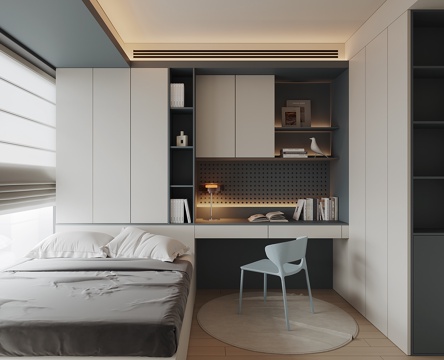 现代榻榻米卧室su模型