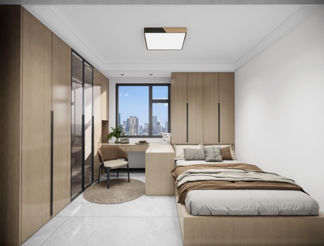 现代轻奢榻榻米卧室_儿童房_榻榻米_卧室_现代卧室su模型