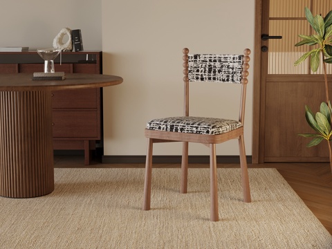  现代中古风餐椅 休闲椅3d模型 