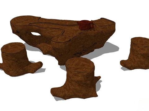 实木桌椅 实木椅子 实木桌子 椅子 桌子 茶桌椅su模型