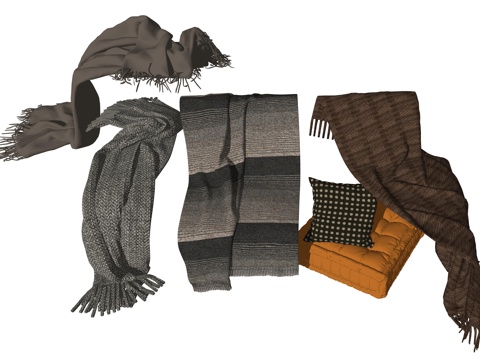 中古风毯子沙发搭巾su模型