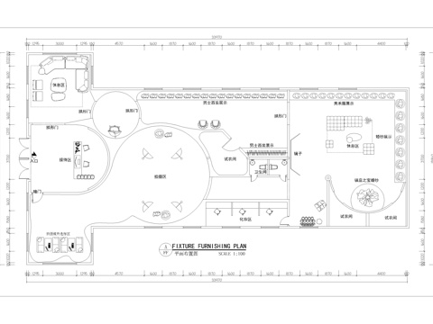 婚纱西装店平面布置图cad施工图