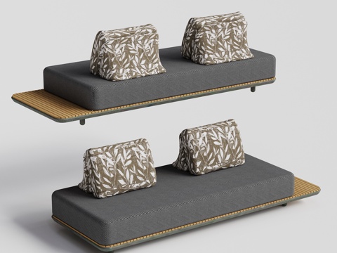 现代亚蒂 户外沙发 双人沙发 休闲无扶手沙发su模型