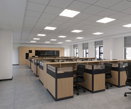  公共办公区 工位 办公室装饰柜 硅钙板吊顶 办公室椅子3d模型 