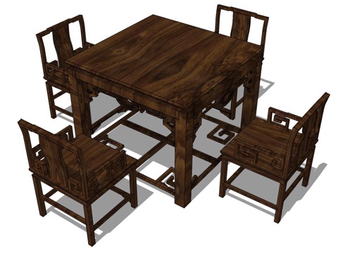 实木桌椅 实木椅子 实木桌子 椅子 桌子 餐桌椅su模型