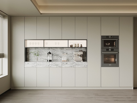 现代酒柜 极简餐边柜su模型