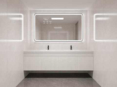  公共洗手台 公共卫生间洗手区3d模型 