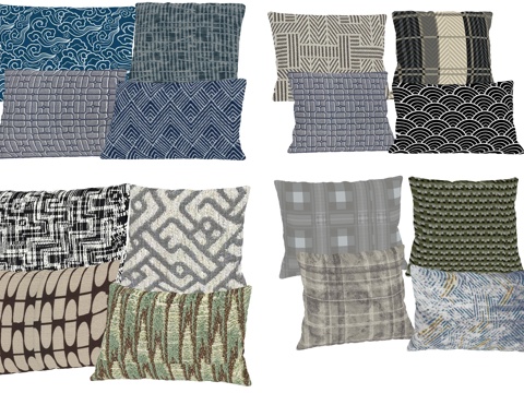 现代抱枕靠枕枕头su模型