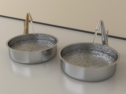 现代台盆 水龙头su模型