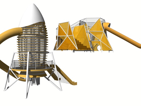现代儿童滑梯su模型