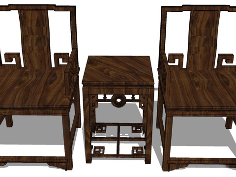 实木桌椅 实木椅子 实木桌子 椅子 桌子 茶几su模型