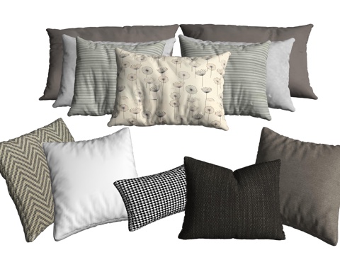 现代抱枕靠枕组合su模型