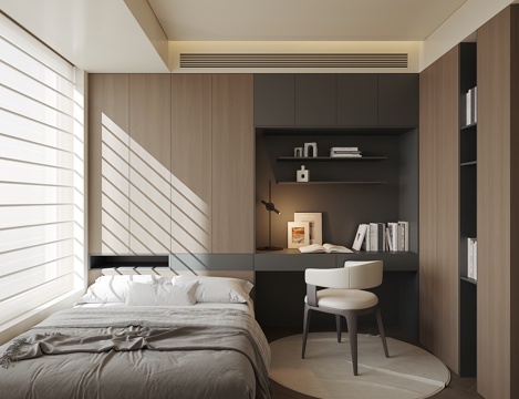 现代榻榻米卧室su模型