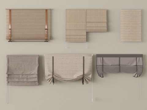 现代卷帘 布帘 罗马帘su模型