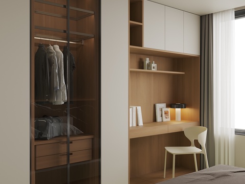 现代床尾衣柜su模型