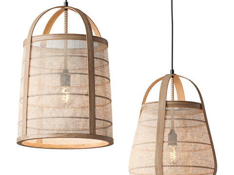  新中式侘寂 Jacinto 藤编装饰吊灯3d模型 