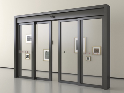 现代电动门 电动玻璃门 玻璃感应门 玻璃移门su模型