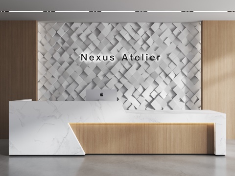  现代背景墙 前台背景墙 异形背景墙 方块起伏 公司形象墙 接3d模型 