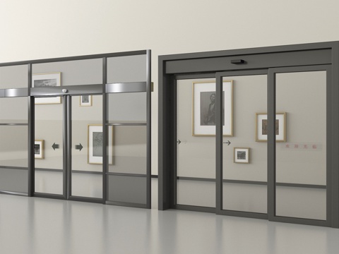 现代电动门 电动玻璃门 玻璃感应门 玻璃移门su模型