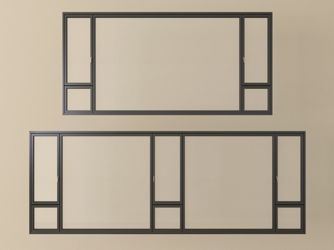  现代窗组合 平开窗 落地窗 阳台窗3d模型 