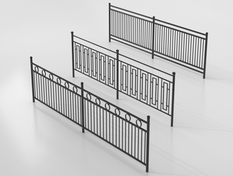  现代铁艺栏杆 护栏 围栏 防护栏 栏杆 扶手3d模型 