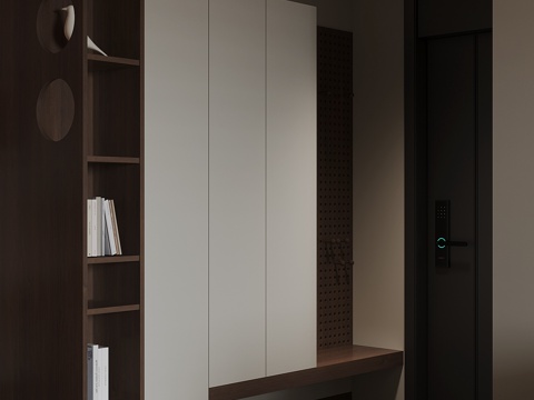 现代中古风鞋柜su模型