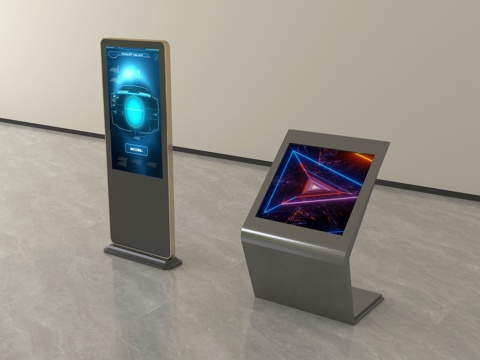 现代一体机 查询机 触控一体机su模型