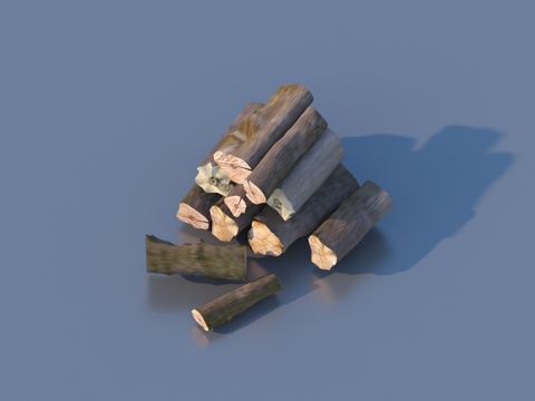 柴火 木头 劈开的木材 木块 木堆3d模型