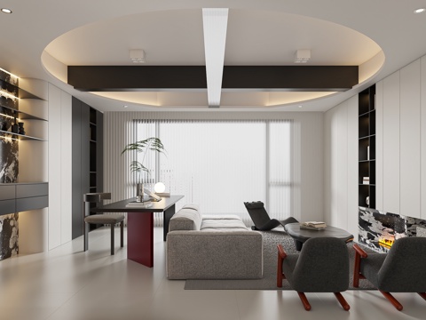  现代轻奢简约客餐厅3d模型 