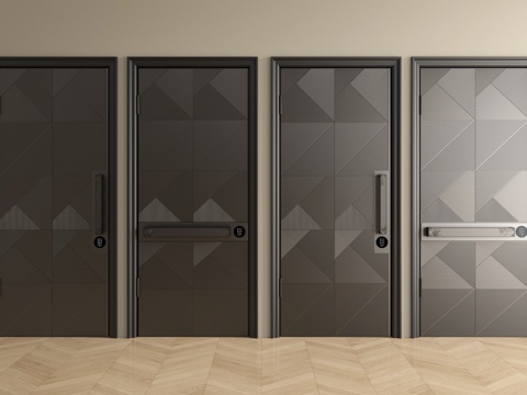  现代防盗门 单开门 入户大门3d模型 