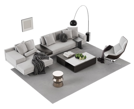  现代沙发茶几组合3d模型 