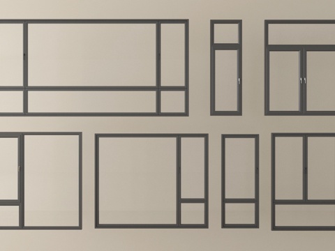  现代窗组合 平开窗 落地窗 阳台窗3d模型 